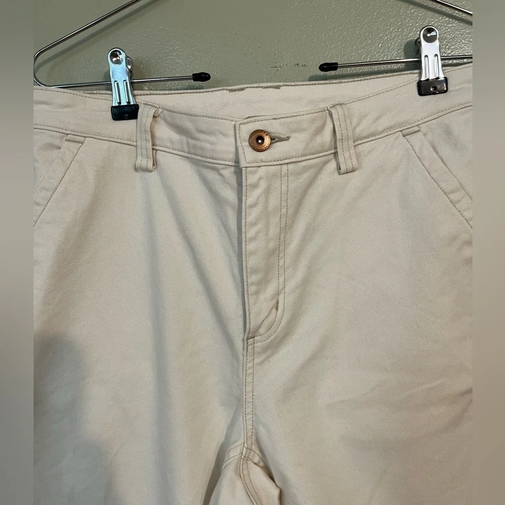 Duluth Trending Co Womens Ivory Wide Leg Baggy Cargo Pants Thick Cotton Sz 8